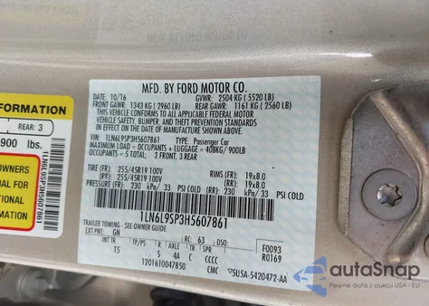 2017 Lincoln Continental Select z USA, uszkodzony, nr VIN 1LN6L9SP3H5607861